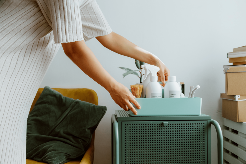 Woman organizing small items