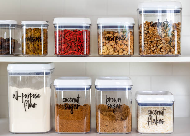 Labeled pantry items