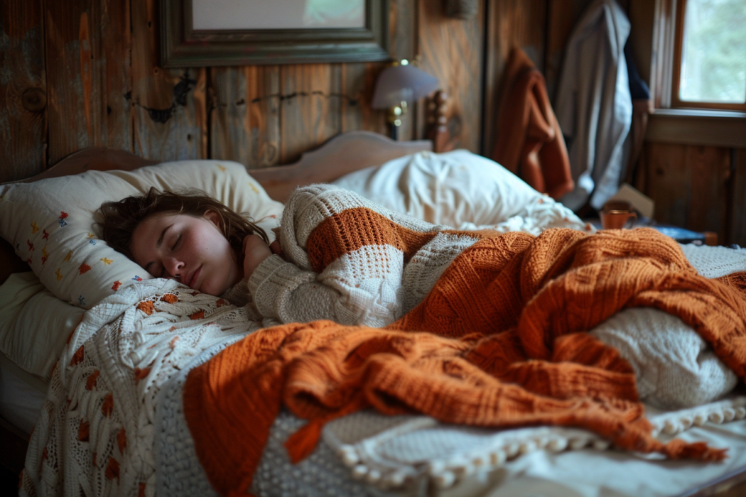 a_woman_sleeping_in_bed_with_plenty_of_pillows_